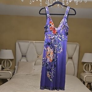 Elie Tahari Silk Purple Floral Midi Dress Size: S P